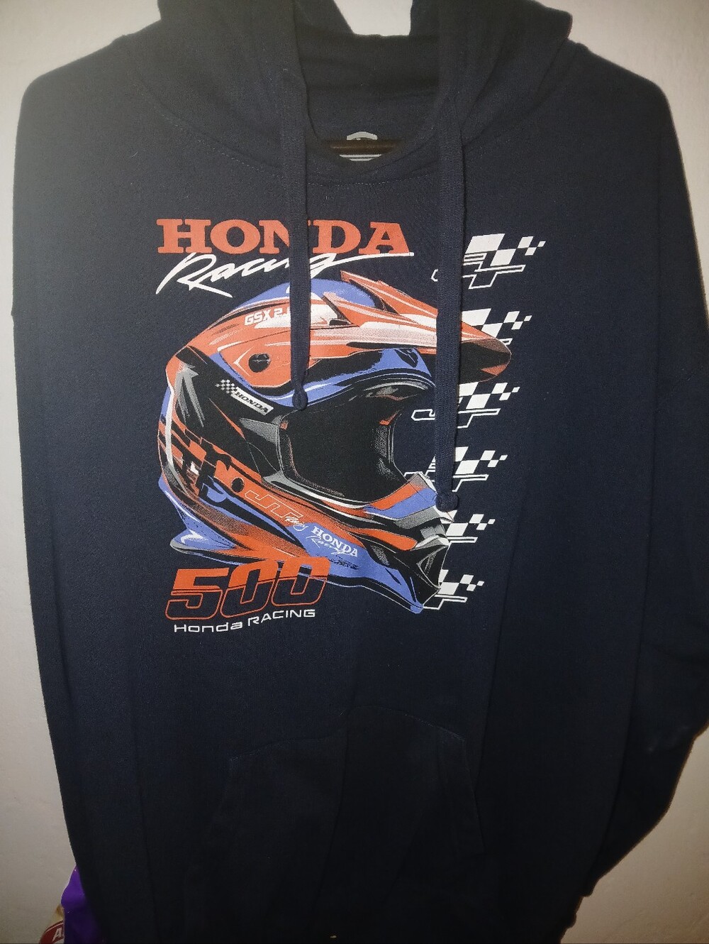 Honda Racing Helmet Graphic Hoodie - Navy with Red & Blue